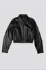 Assembly Black Leather Shrunken Zip Jacket - Thumbnail 2