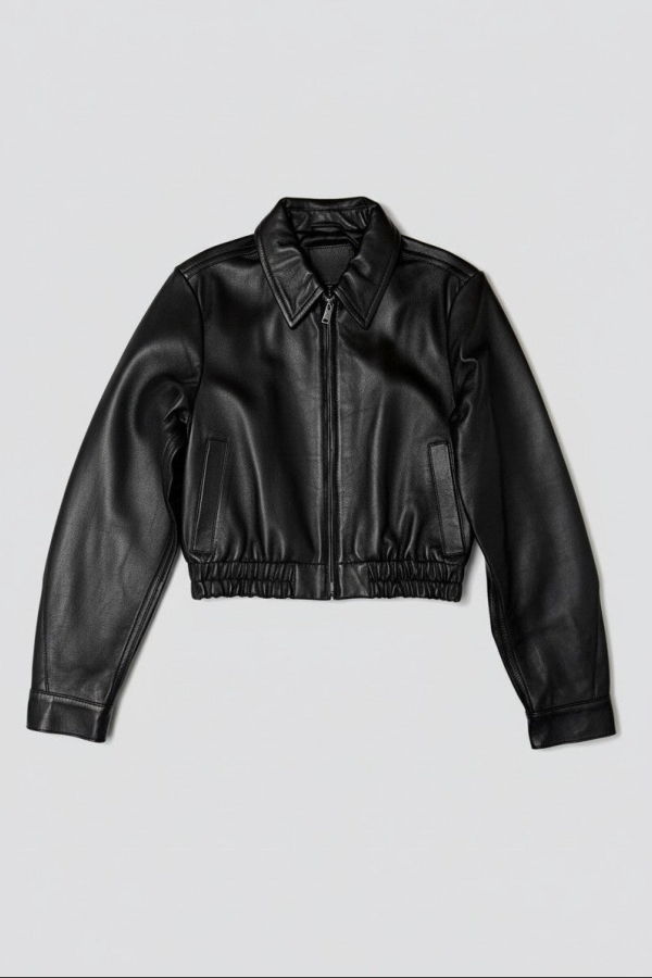 Assembly Black Leather Shrunken Zip Jacket