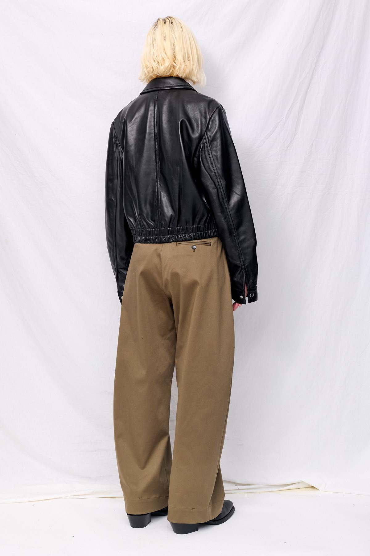 Assembly Black Leather Shrunken Zip Jacket - Image 6 of 7