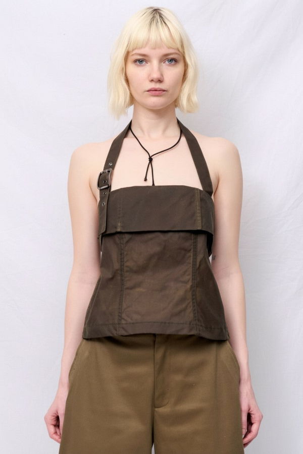 Assembly Brown Wax Strap Halter Top