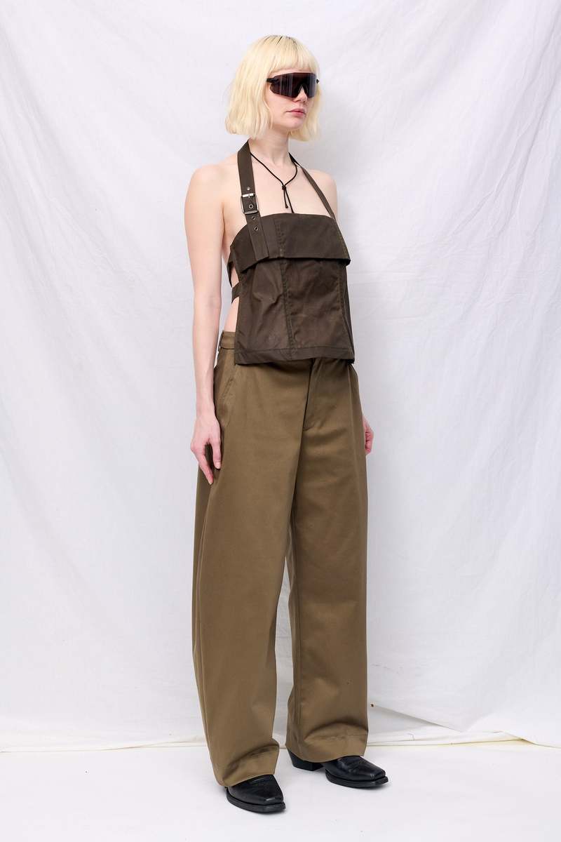 Assembly Brown Wax Strap Halter Top