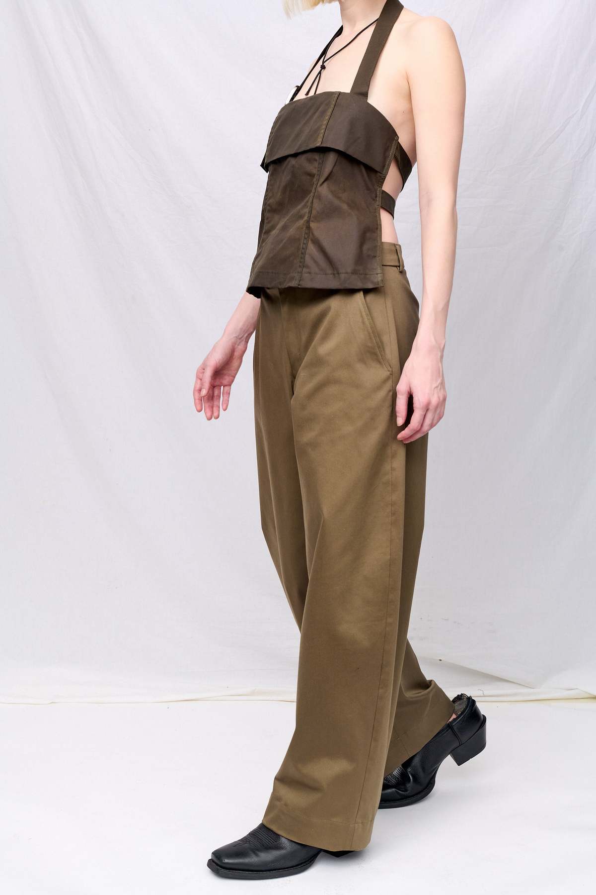 Assembly Brown Wax Strap Halter Top - Image 4 of 6