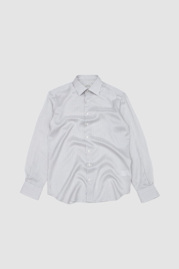 Husbands Classic Collar Shirt White/ Grey Stripes