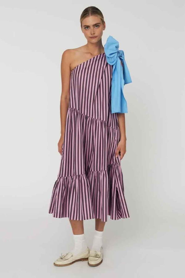 Stella Nova Striped Bow Midi Dress