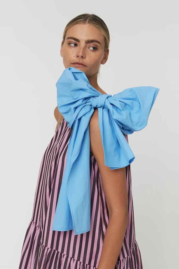 Stella Nova Striped Bow Midi Dress