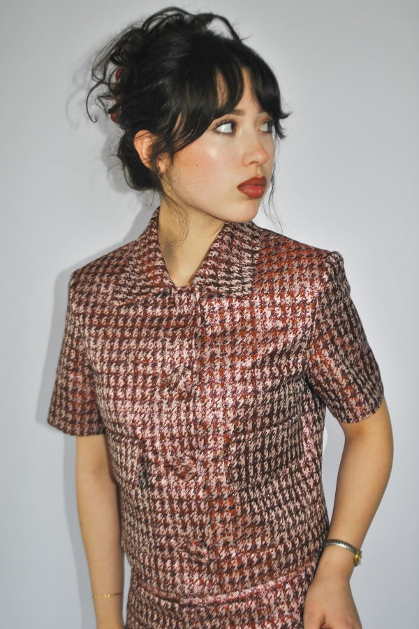 Anna Valentina Aubrey Cropped Jacket - Lurex Herringbone Jacquard