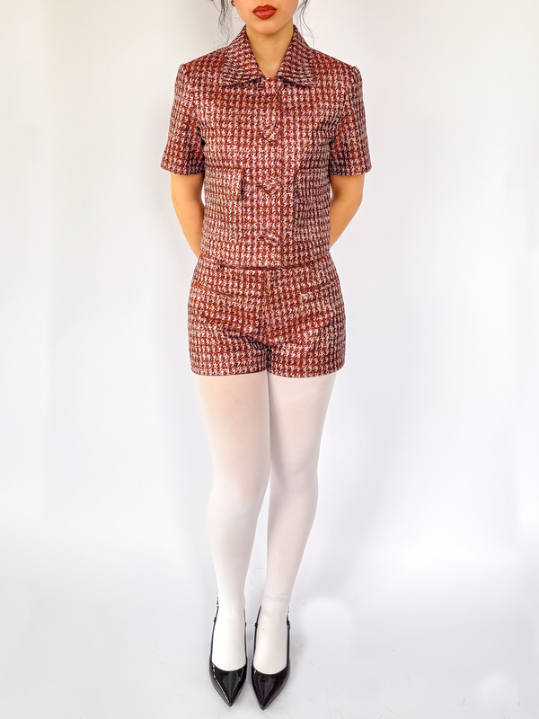 My Store Aubrey Short in Lurex Herringbone Jacquard