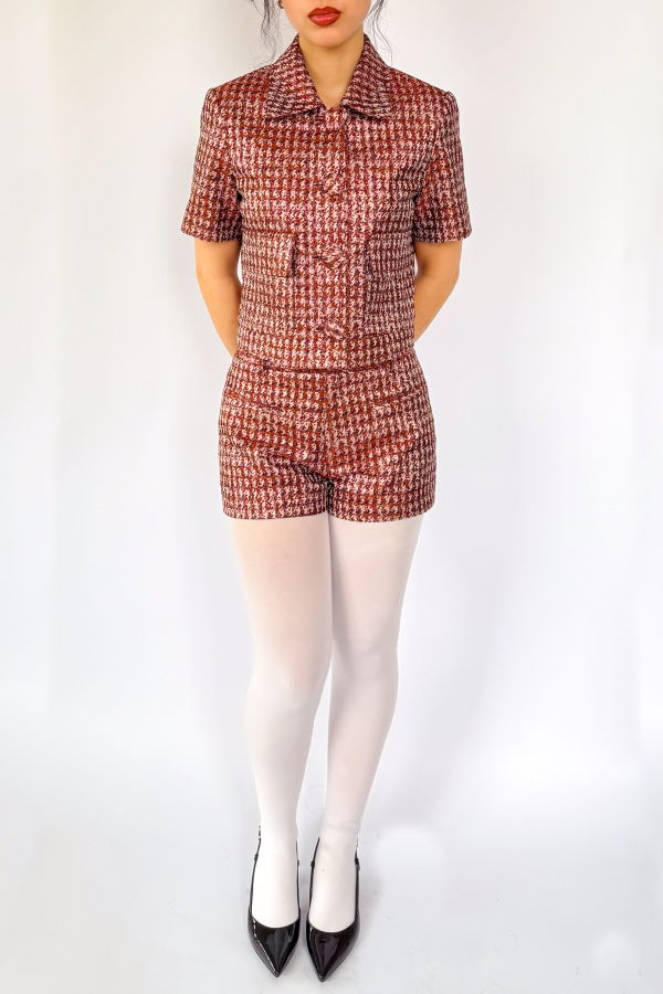 My Store Aubrey Short in Lurex Herringbone Jacquard
