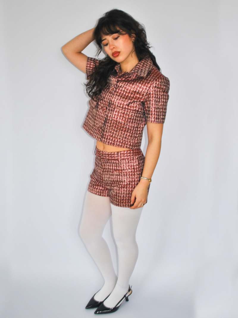 My Store Aubrey Short in Lurex Herringbone Jacquard