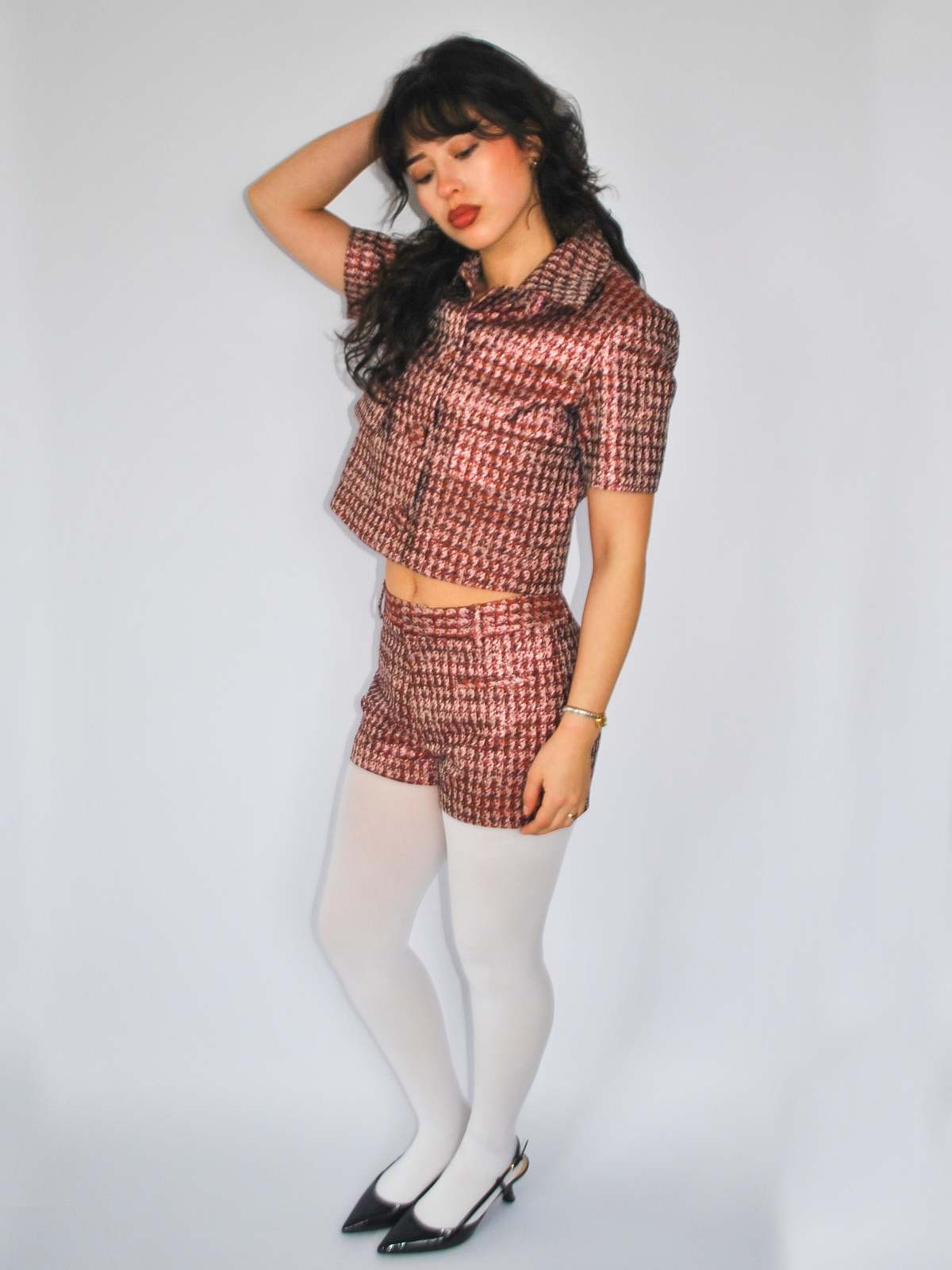 My Store Aubrey Short in Lurex Herringbone Jacquard - Image 4 of 4