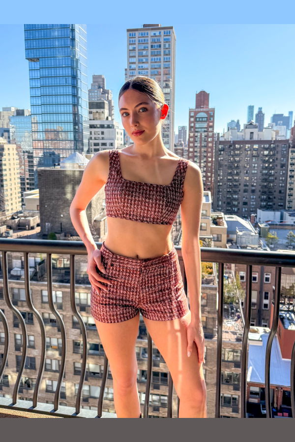 Anna Valentina Aubrey Top in Lurex Herringbone Jacquard