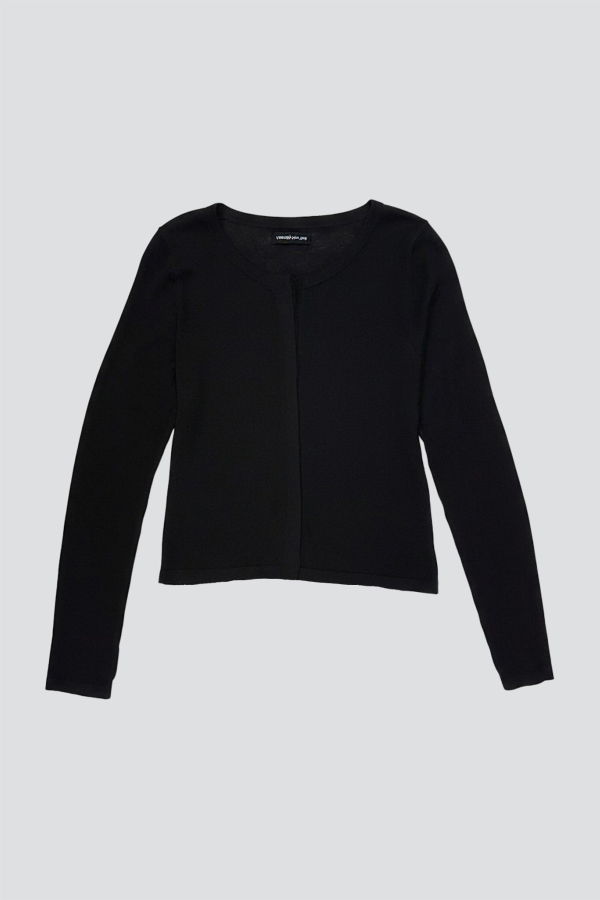 Assembly Black Silk Cashmere Hidden Buttoned Cardigan