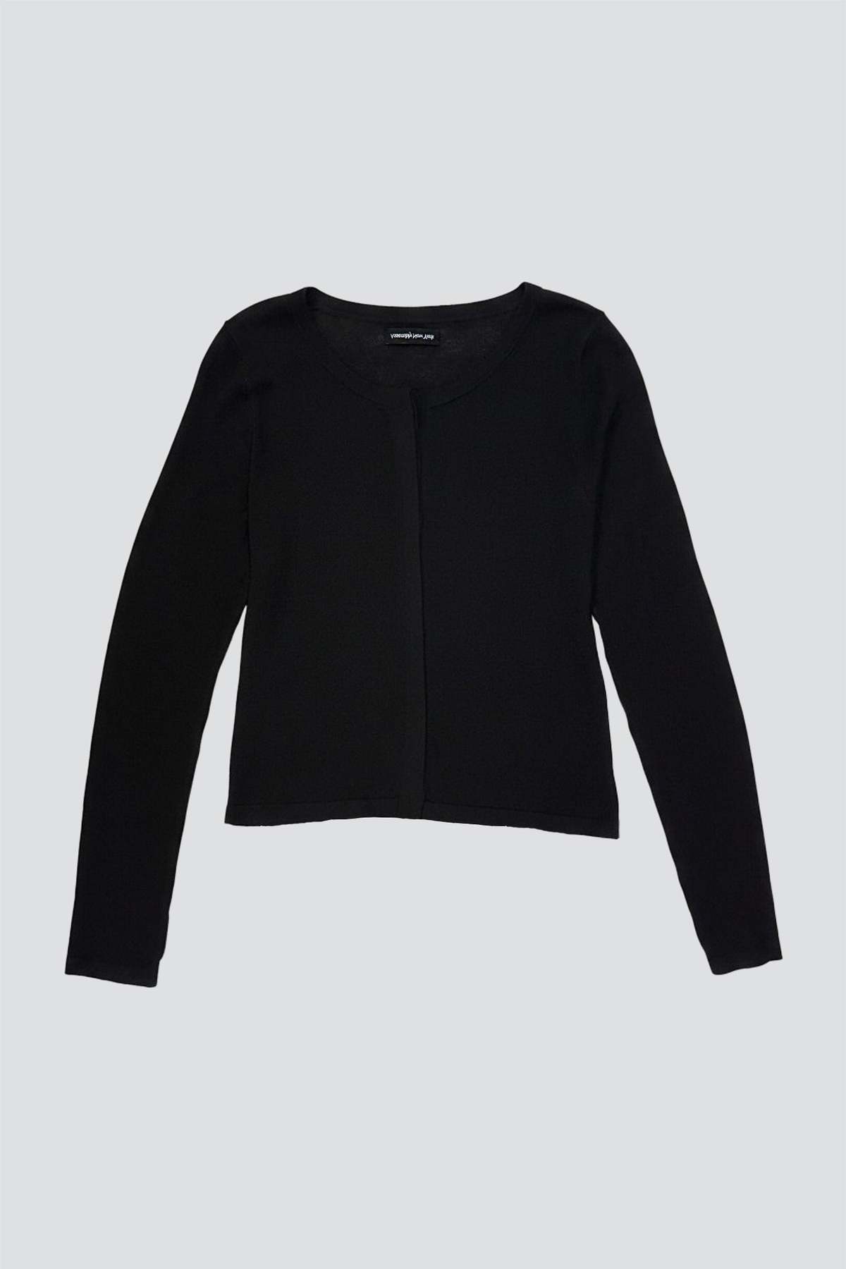 Assembly Black Silk Cashmere Hidden Buttoned Cardigan - Image 2 of 5