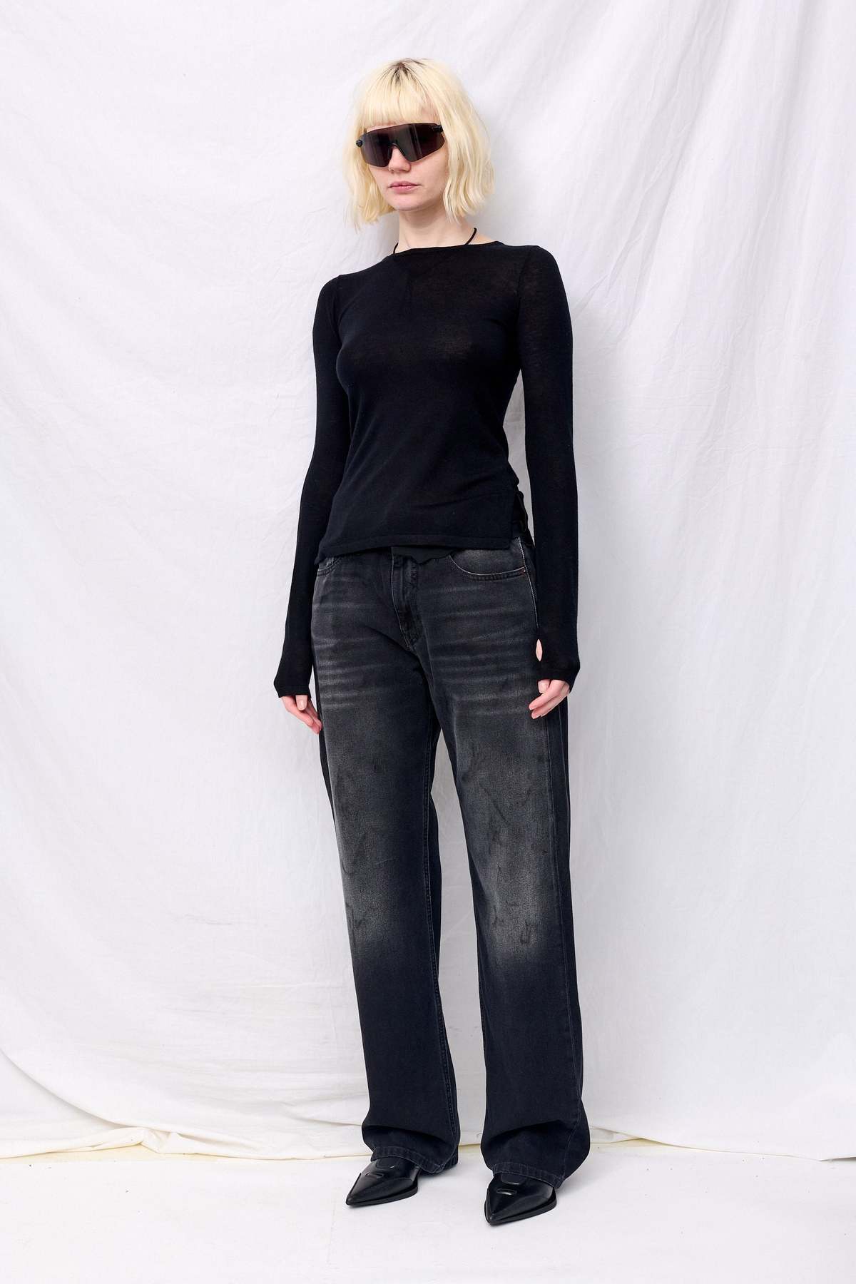 Assembly Silk Cashmere Long Sleeve Top - Black - Image 4 of 5