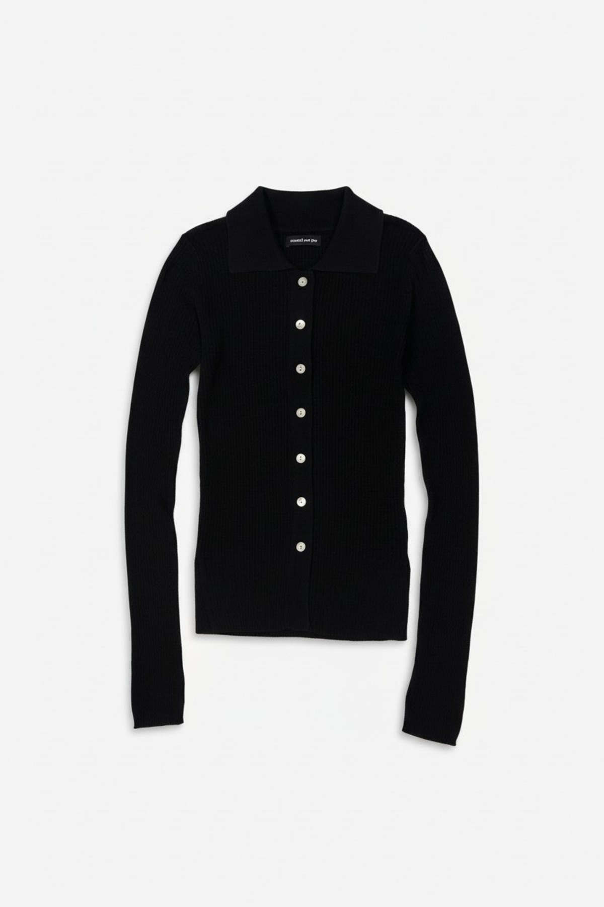 Assembly Black Silk Cashmere Ribbed Shirt Cardigan - Image 2 of 5