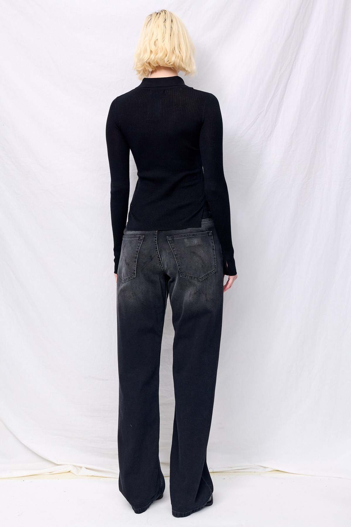 Assembly Black Silk Cashmere Ribbed Shirt Cardigan - Image 5 of 5