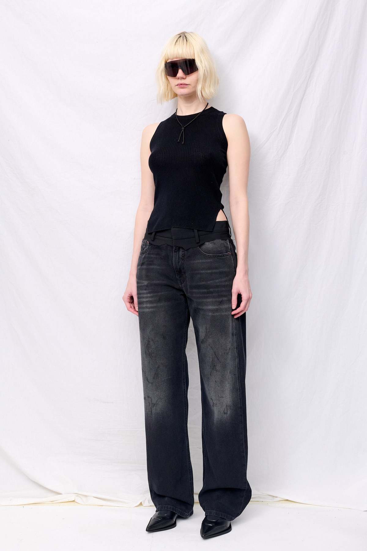 Assembly Silk Cashmere Ribbed Sleeveless Top - Image 4 of 6