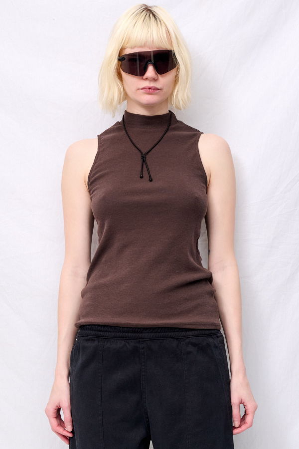 Jungmaven Coffee Bean Mariposa Sleeveless Mock Tee Top