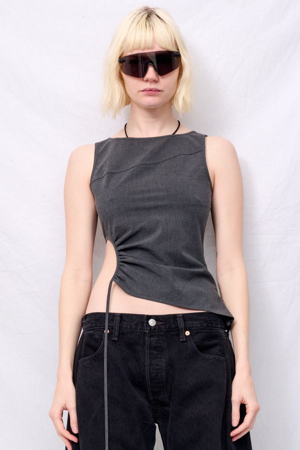 Zimo Grey Double Faced TR Circled Top Top