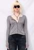 Assembly Heather Grey Silk Cashmere Hidden Buttoned Cardigan - Thumbnail 1
