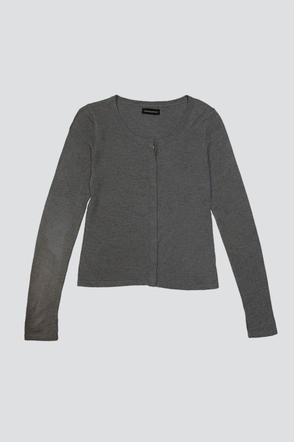 Assembly Heather Grey Silk Cashmere Hidden Buttoned Cardigan