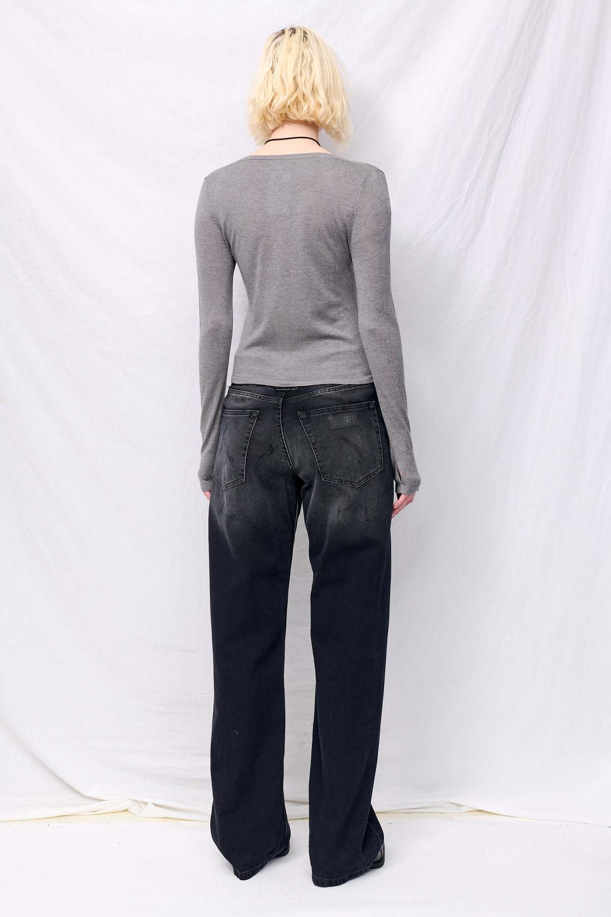 Assembly Heather Grey Silk Cashmere Hidden Buttoned Cardigan - Image 5 of 5