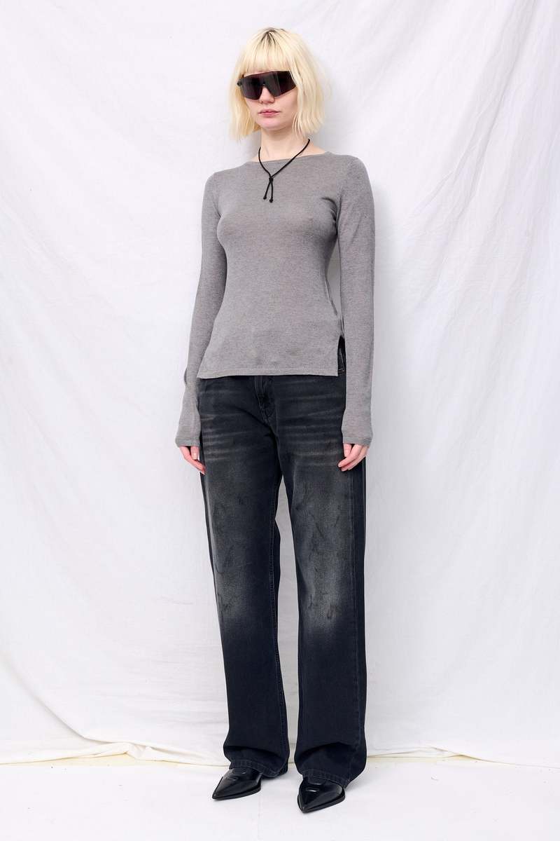 Assembly Silk Cashmere Long Sleeve Top - Heather Grey