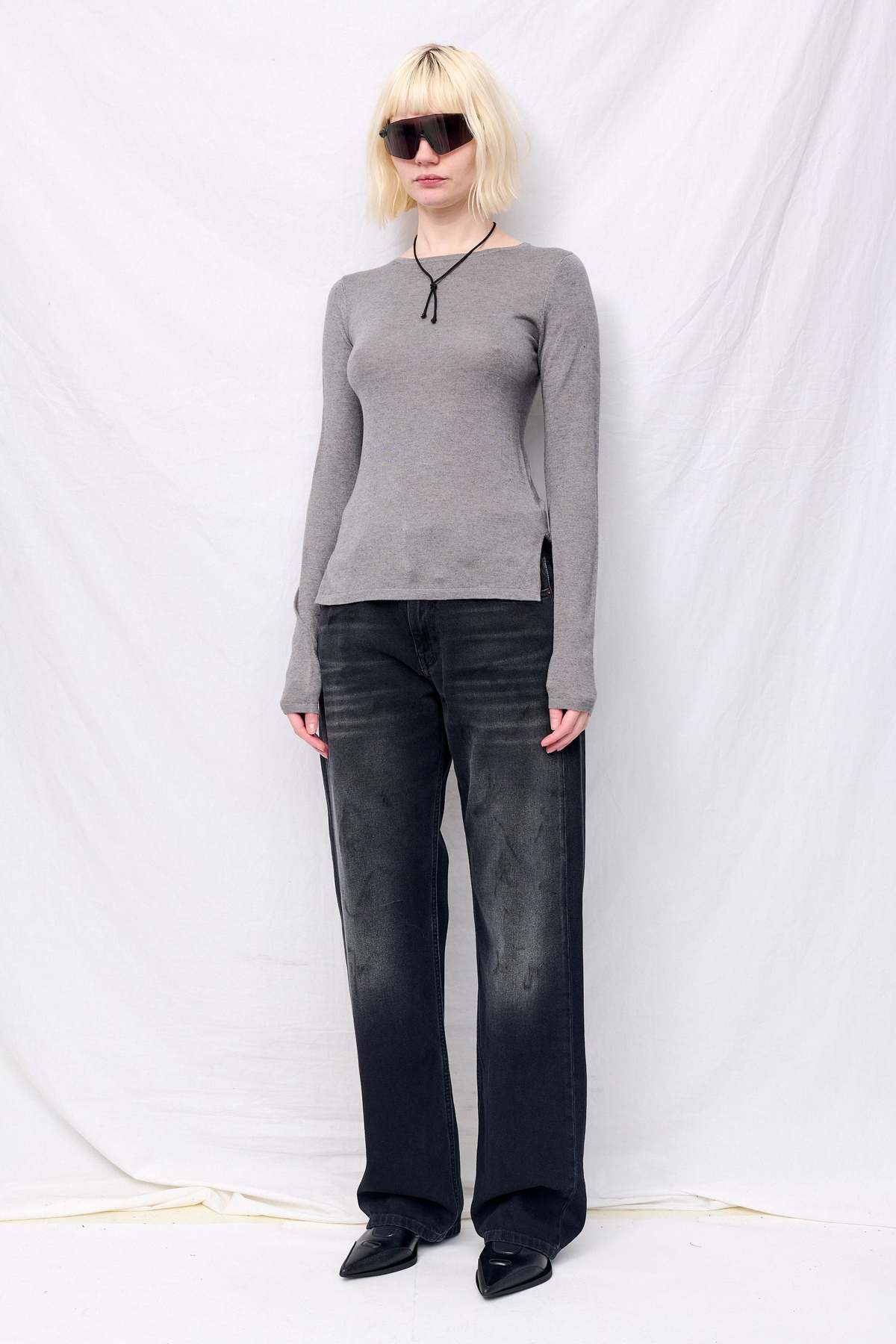 Assembly Silk Cashmere Long Sleeve Top - Heather Grey - Image 4 of 5