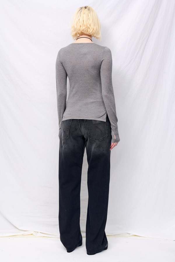 Assembly Silk Cashmere Long Sleeve Top - Heather Grey