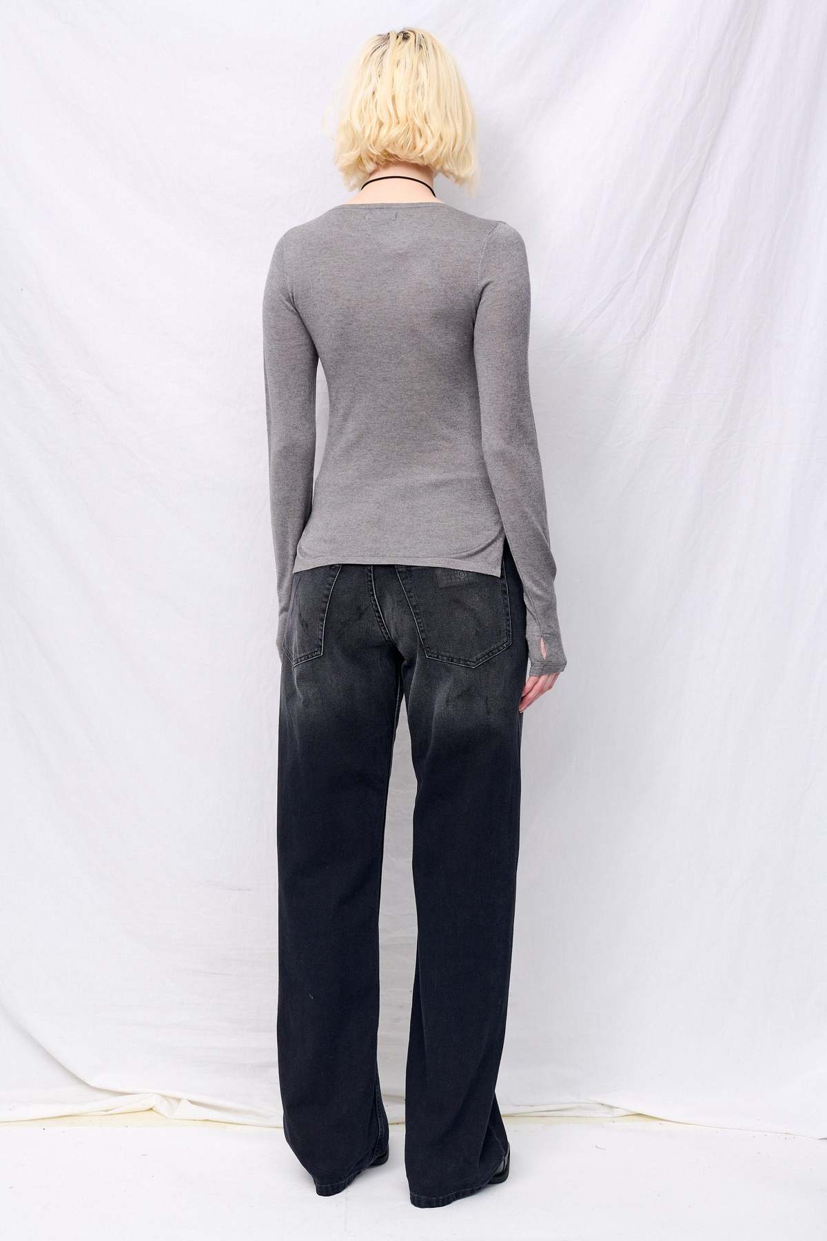 Assembly Silk Cashmere Long Sleeve Top - Heather Grey - Image 5 of 5