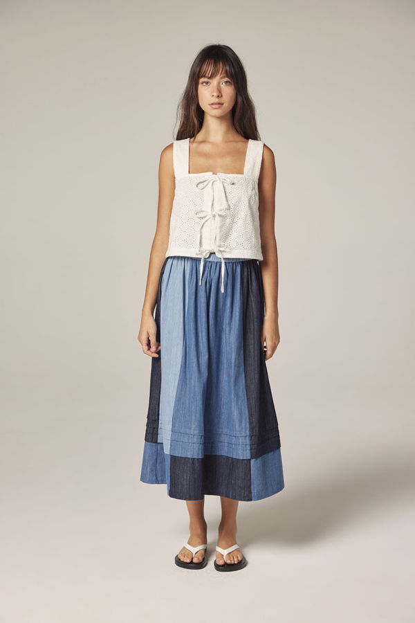 amente Contrast Midi Skirt