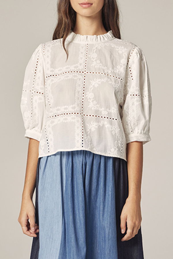 amente Puff Sleeve Tie Back Top