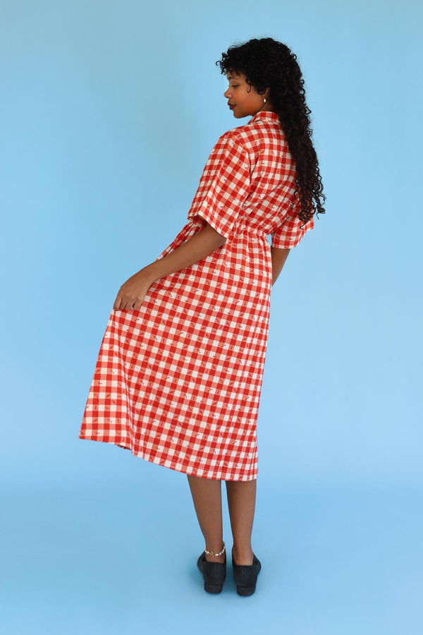Noble Long Utility Dress - Gingham Fishies
