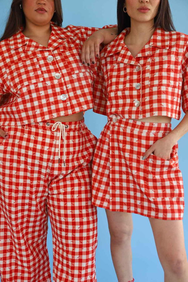 Noble Shell Utility Shirt - Gingham Fishies