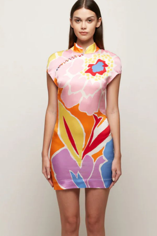 S/W/F Cheongsam Mini Dress - Floral