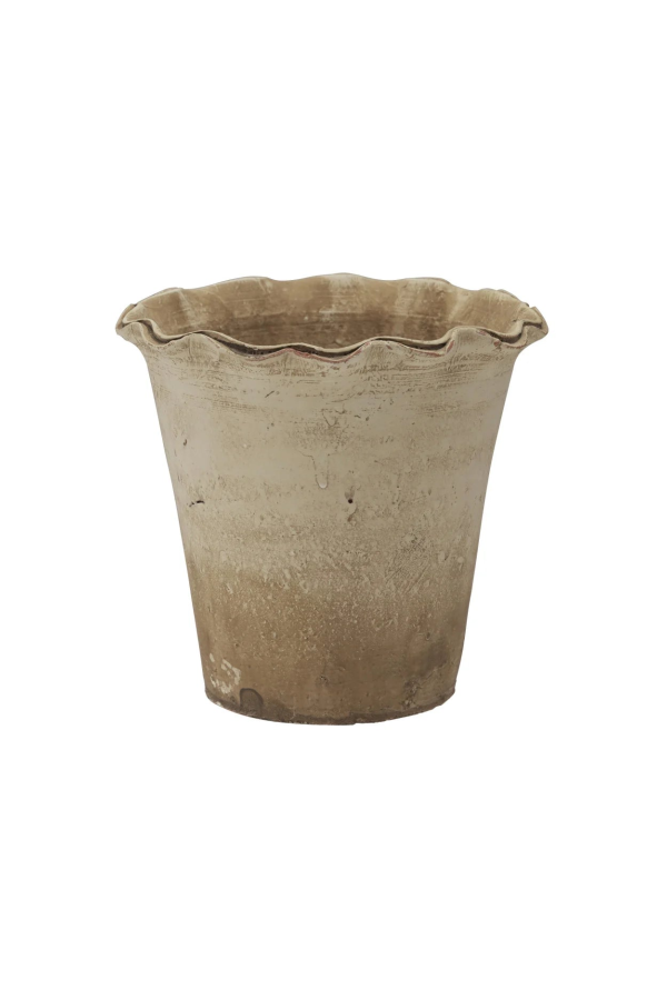 Creative Co-Op Distressed Terra Cotta Planter with Ruffled Edge