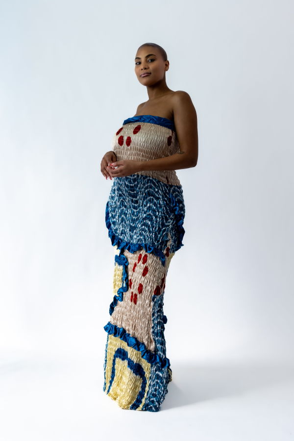 TIGRA TIGRA Deconstructed Tie Dye Gathered Tube Dress