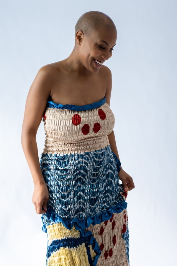 TIGRA TIGRA Deconstructed Tie Dye Gathered Tube Dress