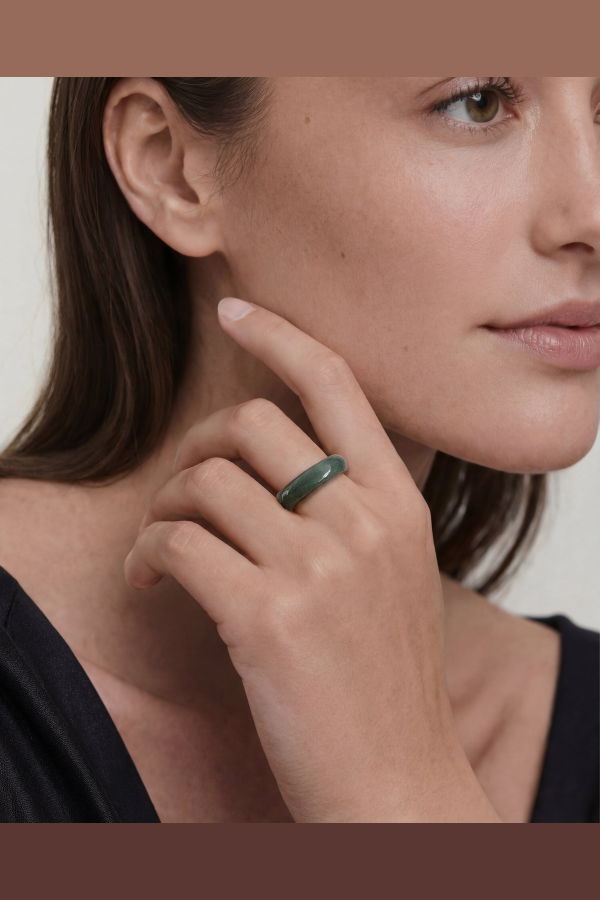 seree Chess Light/Dark Cyan Jade Ring - Cyan