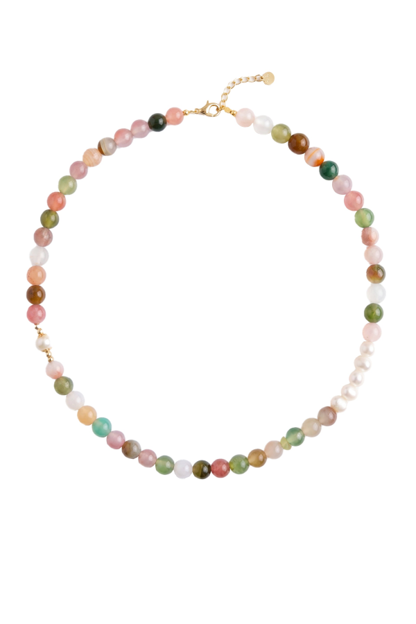 seree Summer Beaded Gemstone & Pearl Choker Necklace - Multicolor
