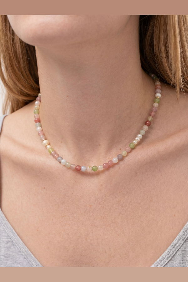 seree Summer Beaded Gemstone & Pearl Choker Necklace - Multicolor