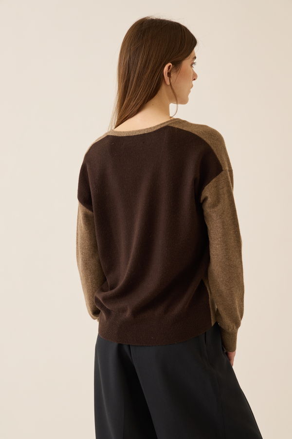 DEMYLEE Abigail Cashmere Cardigan - Non-Dye Beige / Espresso