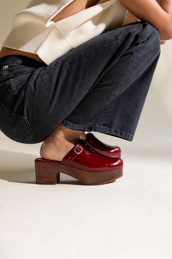 Fortress Abby Platform Clog - Cherry Crinkle Patent