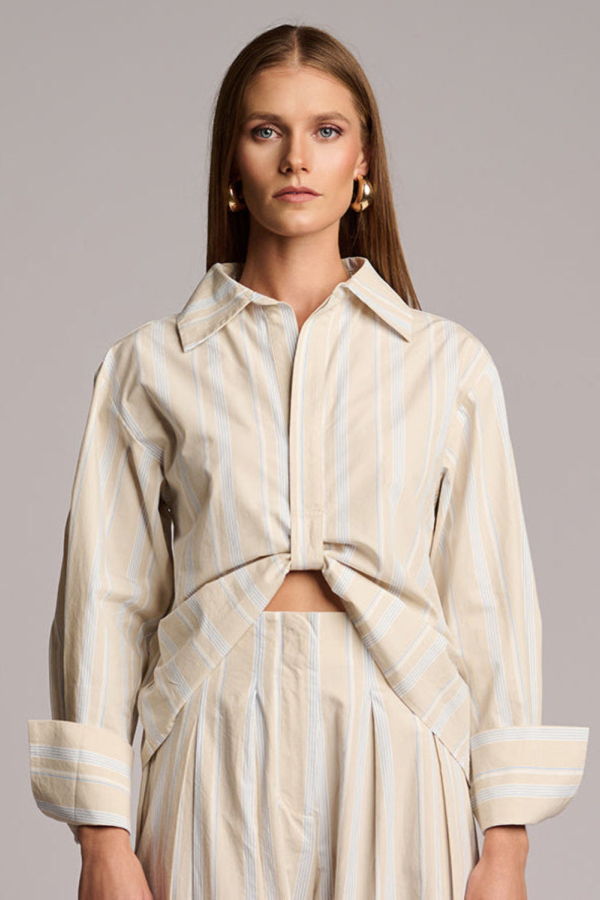 Hevron Paola Top - Beige Stripe