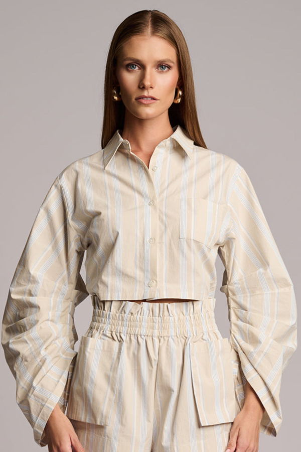 Hevron Raquel Top - Beige Stripe