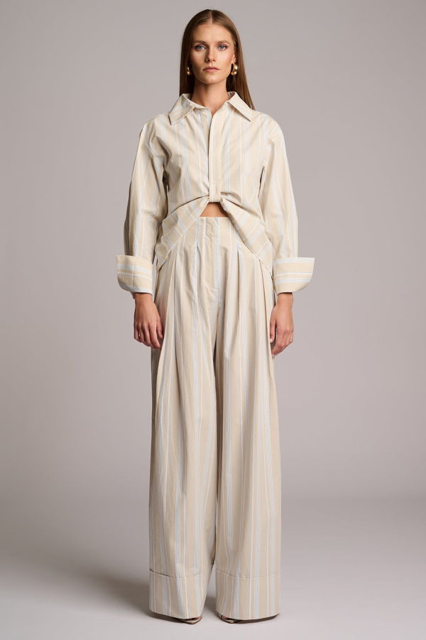 Hevron Rory Pants - Beige Stripe