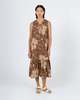 samet Pook Dress, Brown Flower Dot Print - Thumbnail 1