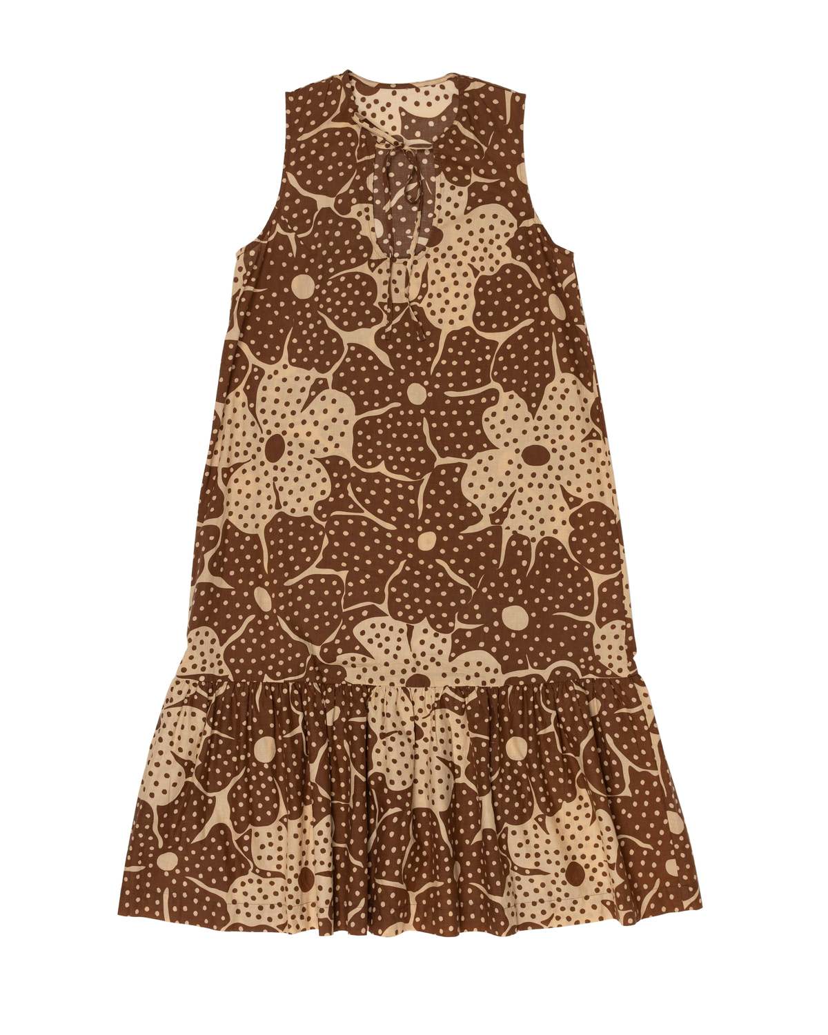 samet Pook Dress, Brown Flower Dot Print - Image 2 of 6