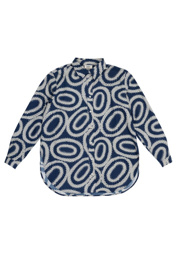 samet Swan Shirt, Doilies Print Shirt