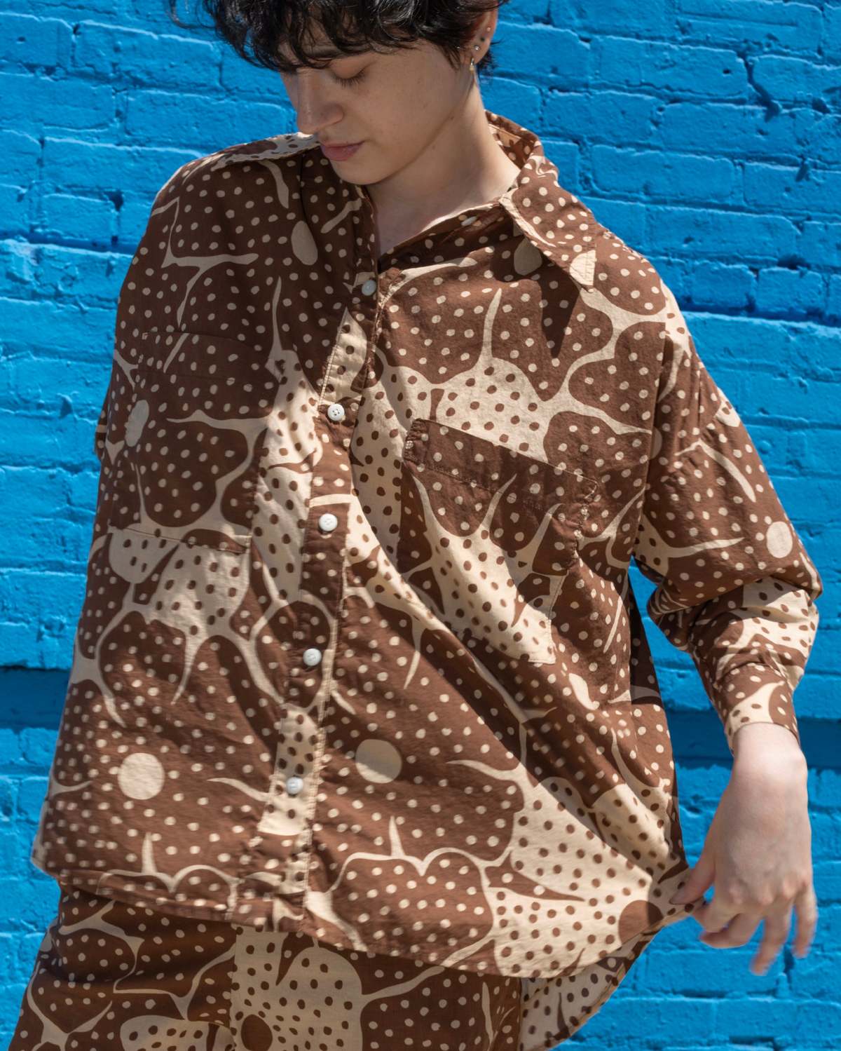 samet Talia Brown Dot Flower Print Shirt - Image 3 of 15